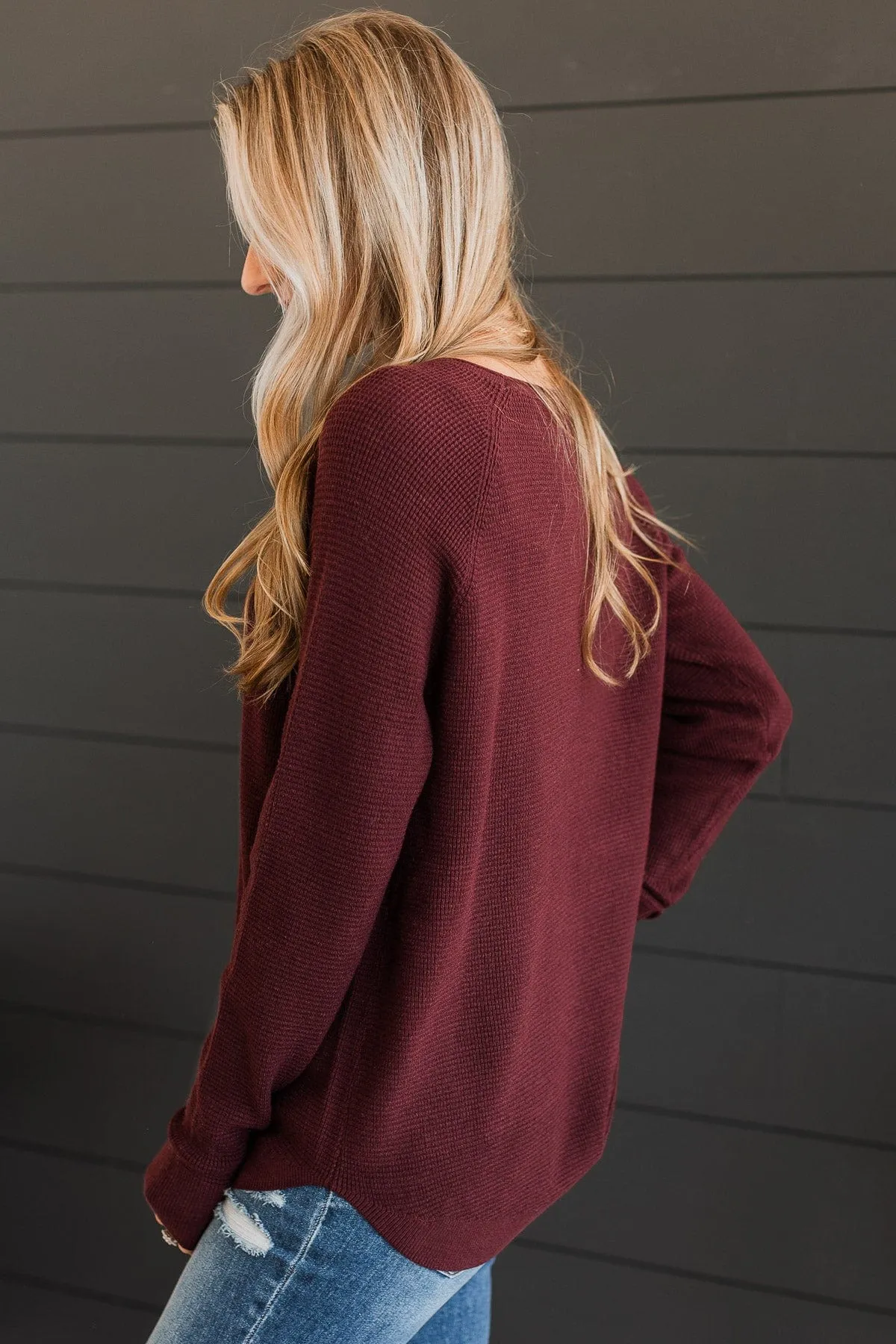 Confidence Boost Knit Sweater- Burgundy