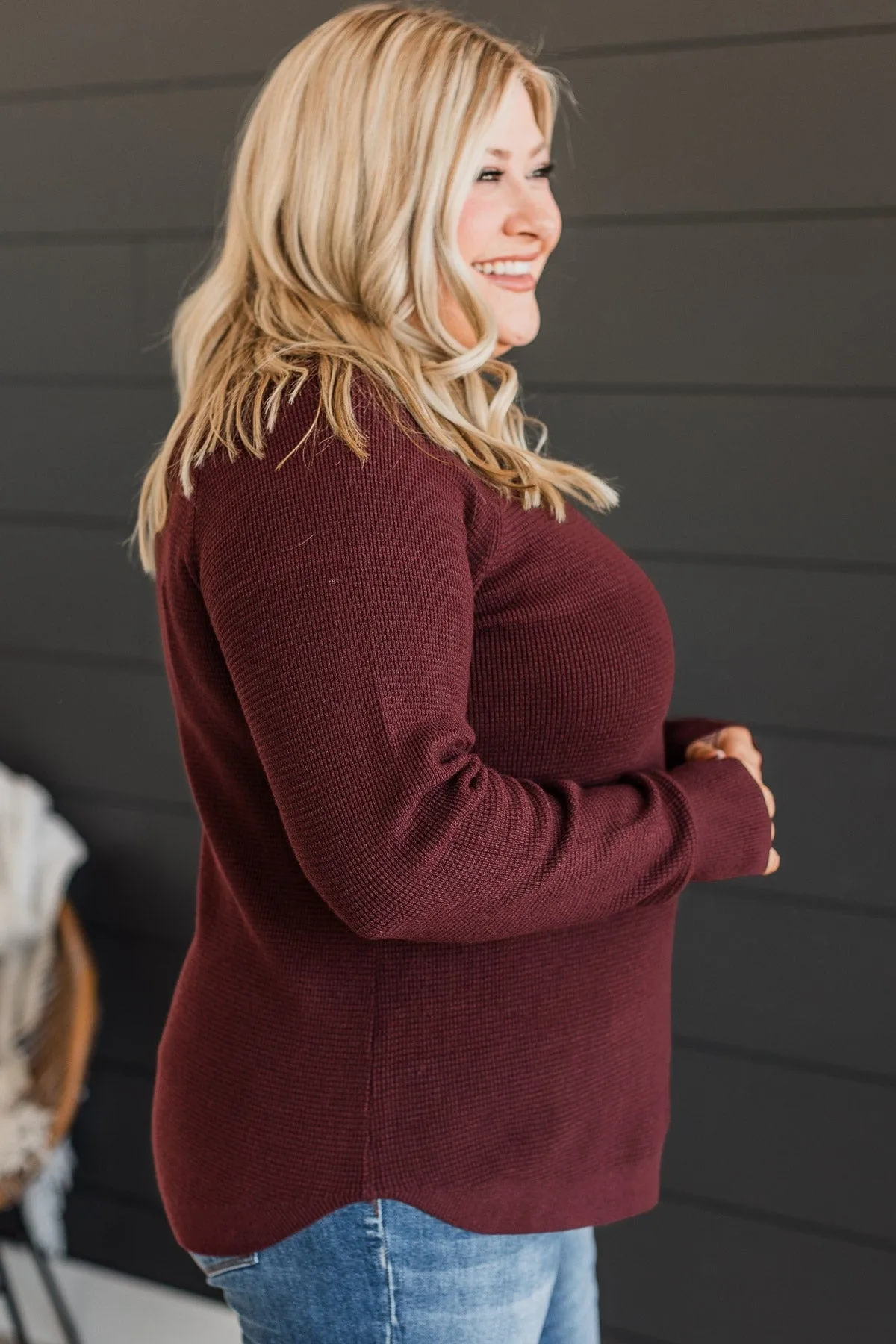 Confidence Boost Knit Sweater- Burgundy