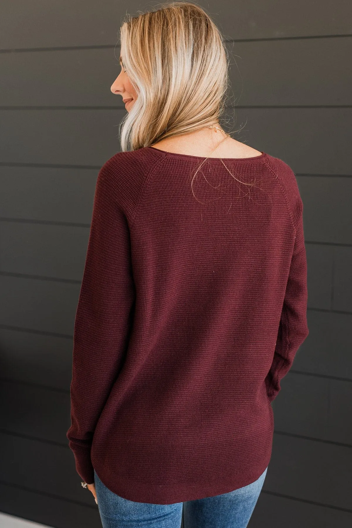 Confidence Boost Knit Sweater- Burgundy