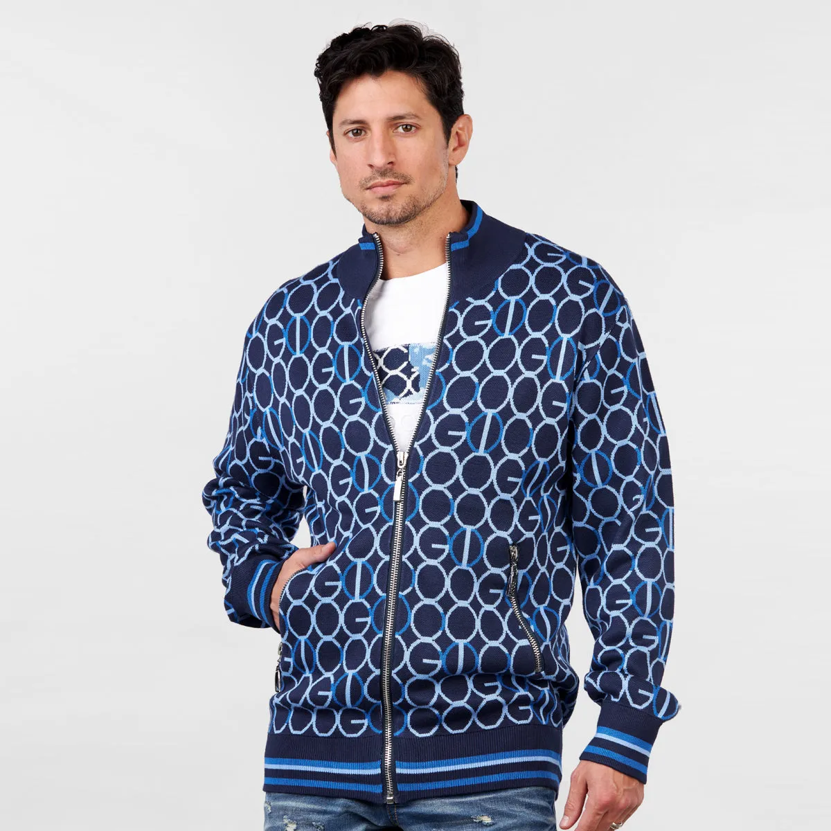 COOGI LINK ZIP SWEATER - NAVY