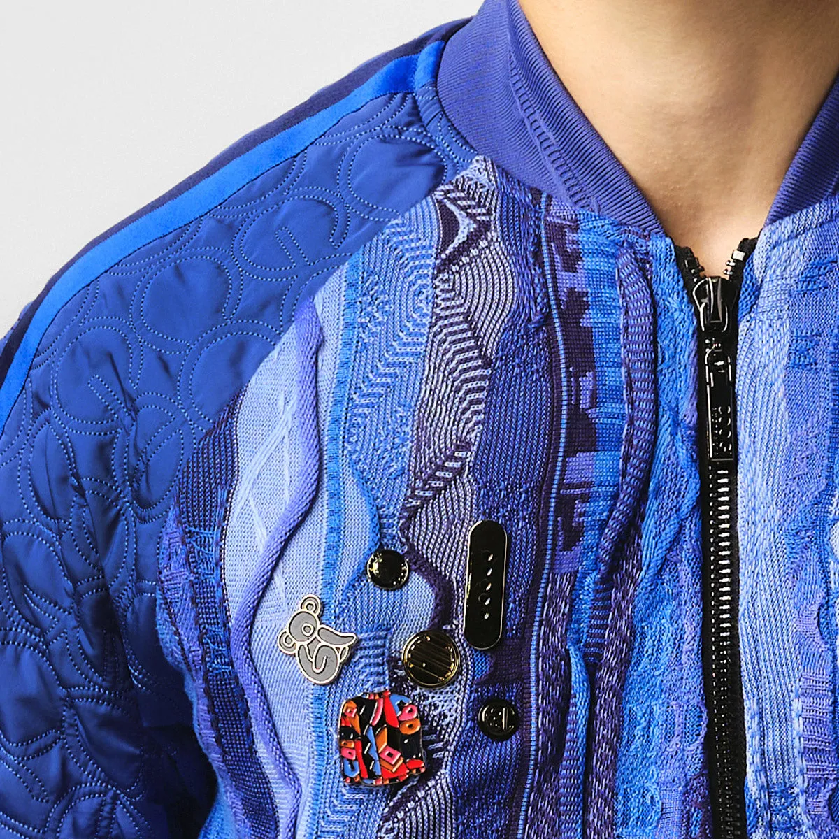 COOGI Sweater Patched Jacket - Blue