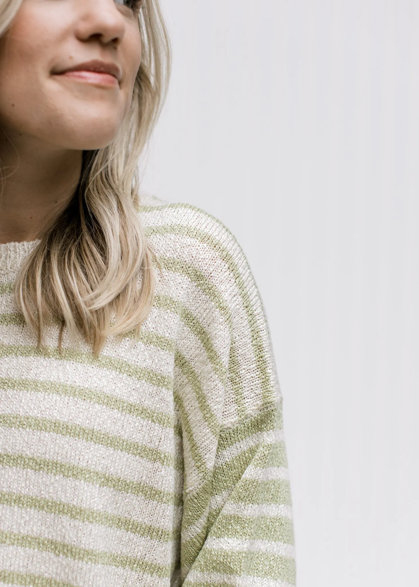 Cream and Lime Stripe Sweater