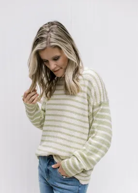 Cream and Lime Stripe Sweater