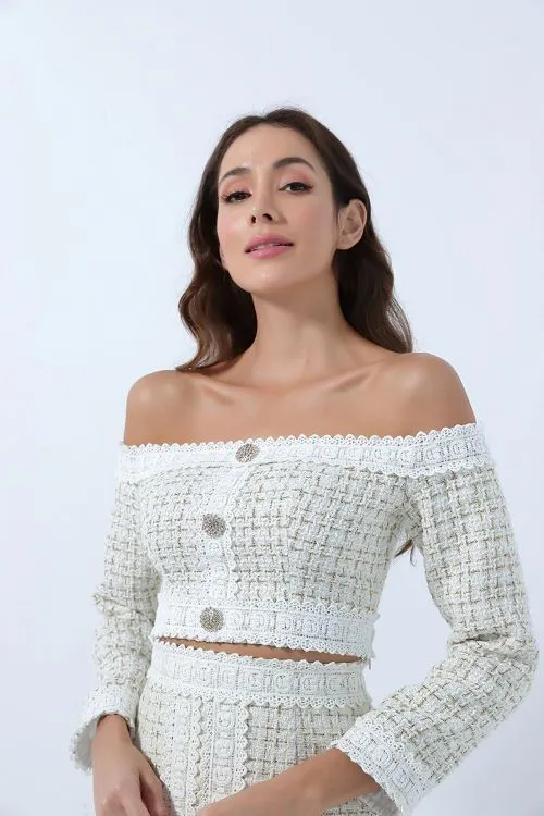 cropped off-shoulder top