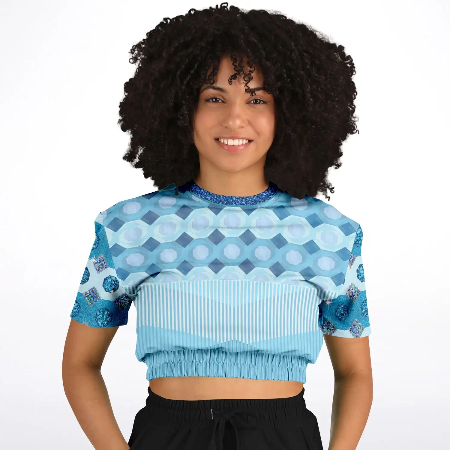 Cte d'Azur Short Sleeve Cropped Eco-Poly Sweater