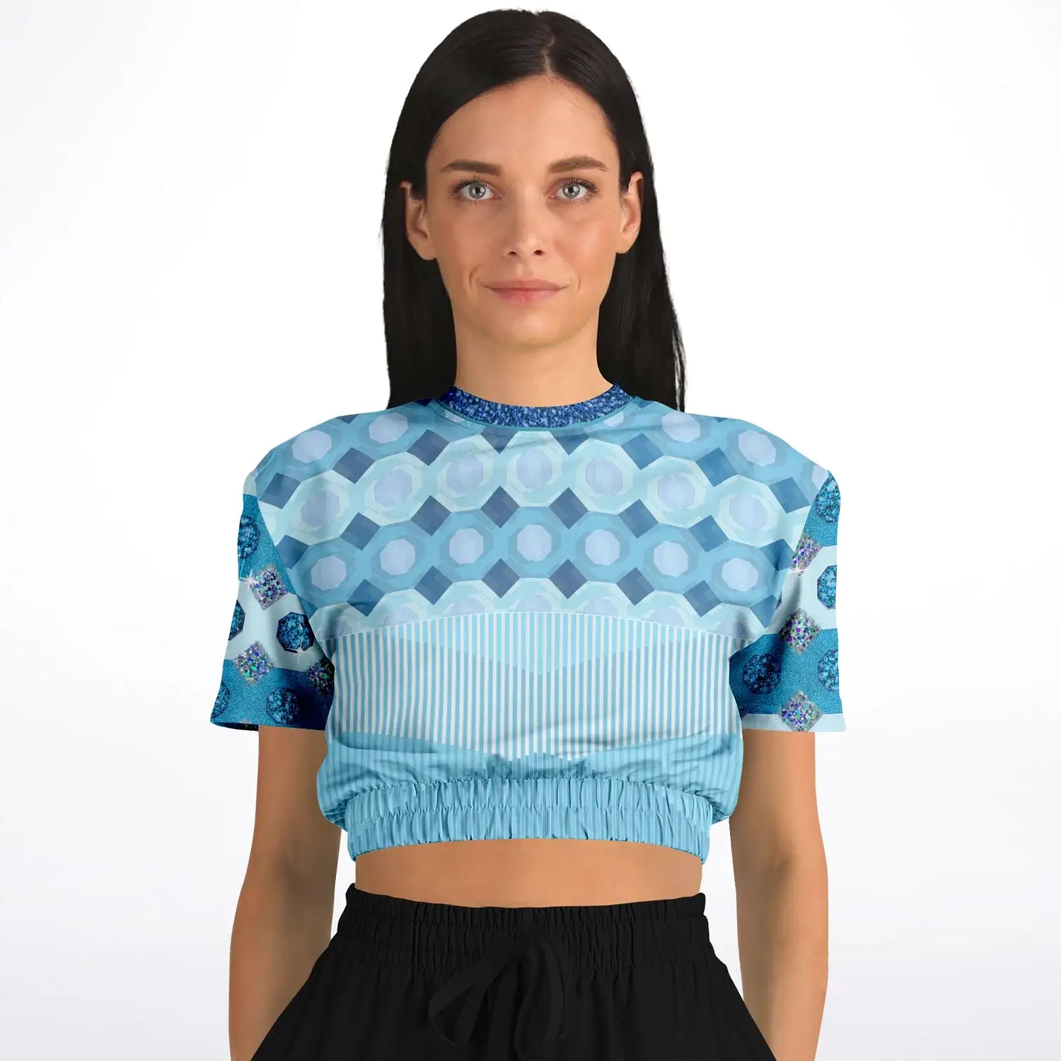 Cte d'Azur Short Sleeve Cropped Eco-Poly Sweater