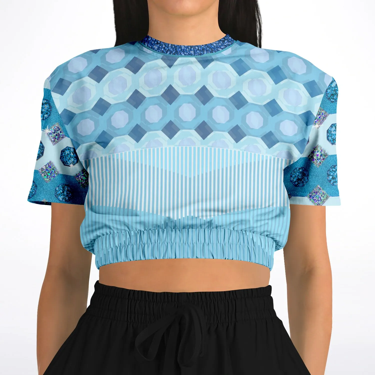 Cte d'Azur Short Sleeve Cropped Eco-Poly Sweater