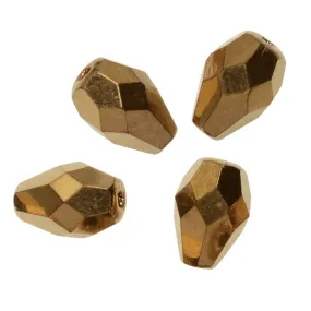 Czech Fire Polished Glass Beads, Teardrop 10x7mm, Metallic Bronze Full-Coat (1 Strand)