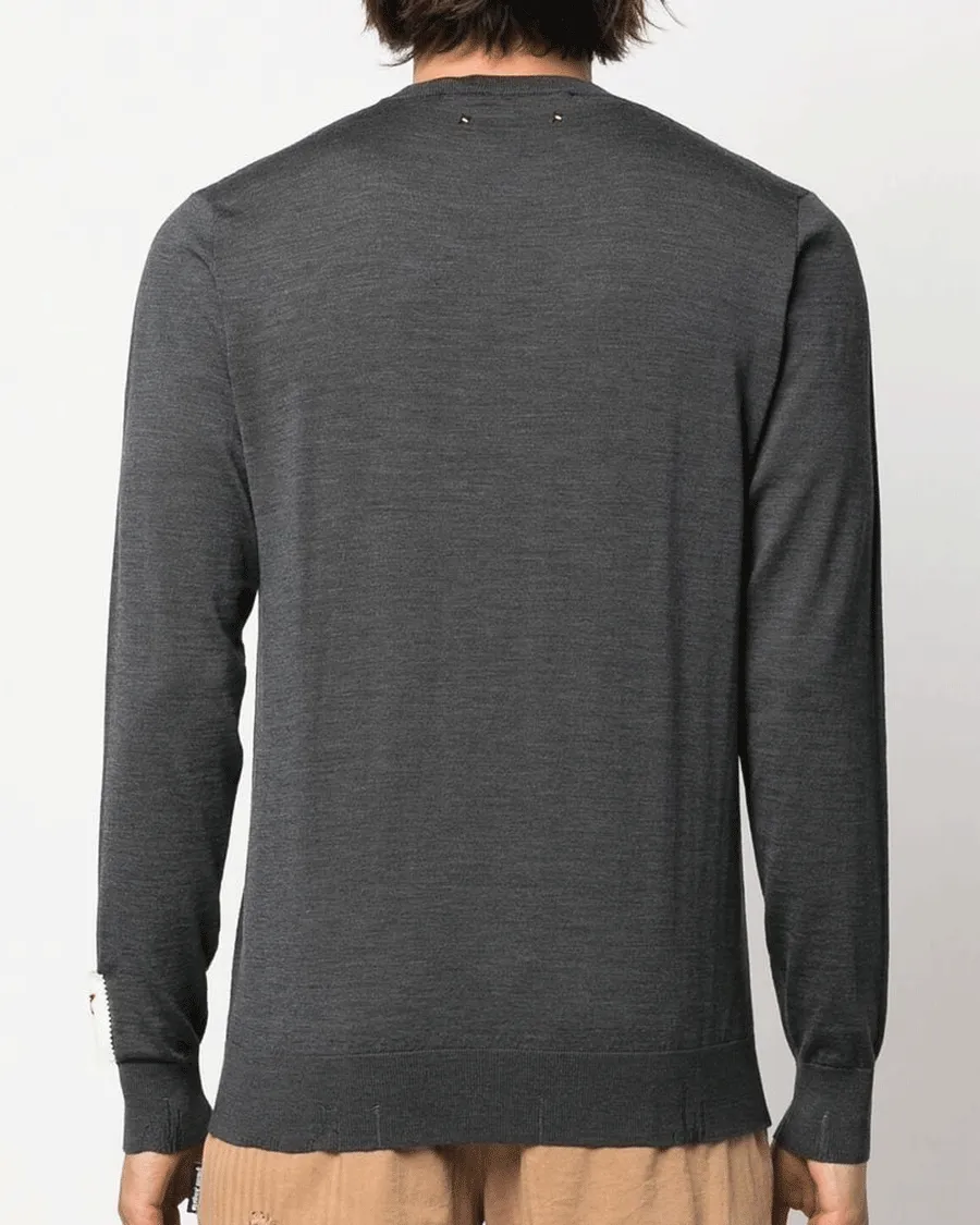 Dark Grey Melange Crewneck Sweater