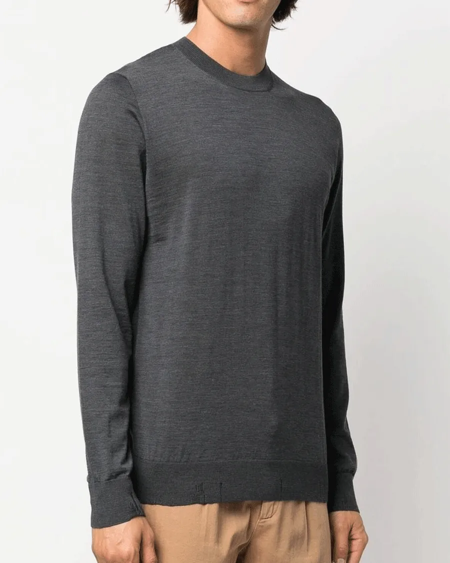 Dark Grey Melange Crewneck Sweater