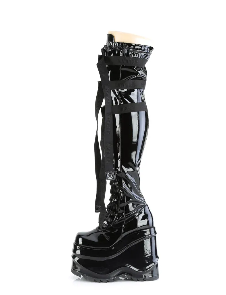 DEMONIA WAVE-315 - BLACK PATENT  PRE ORDER 