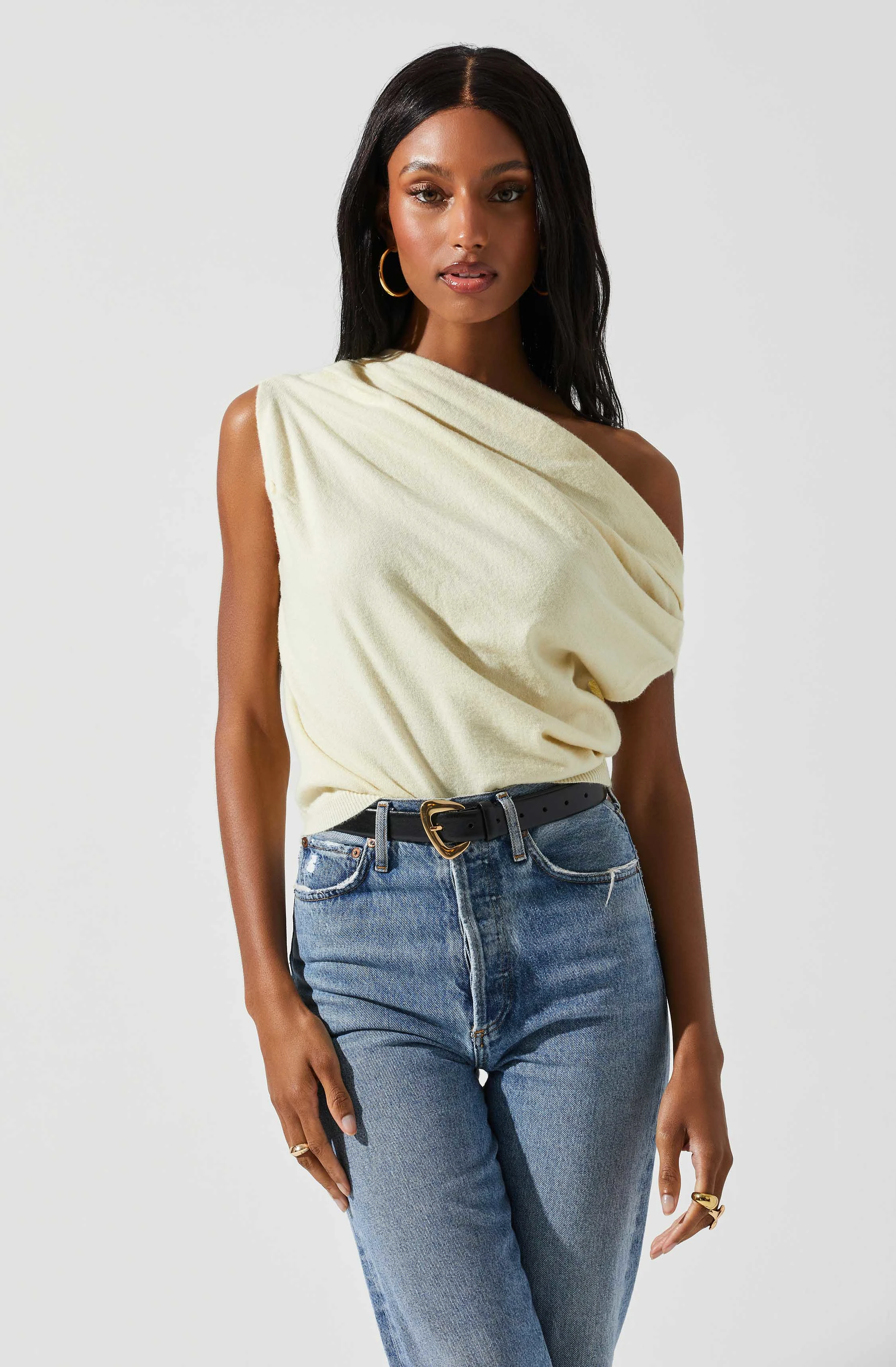 Devin Sleeveless One Shoulder Sweater