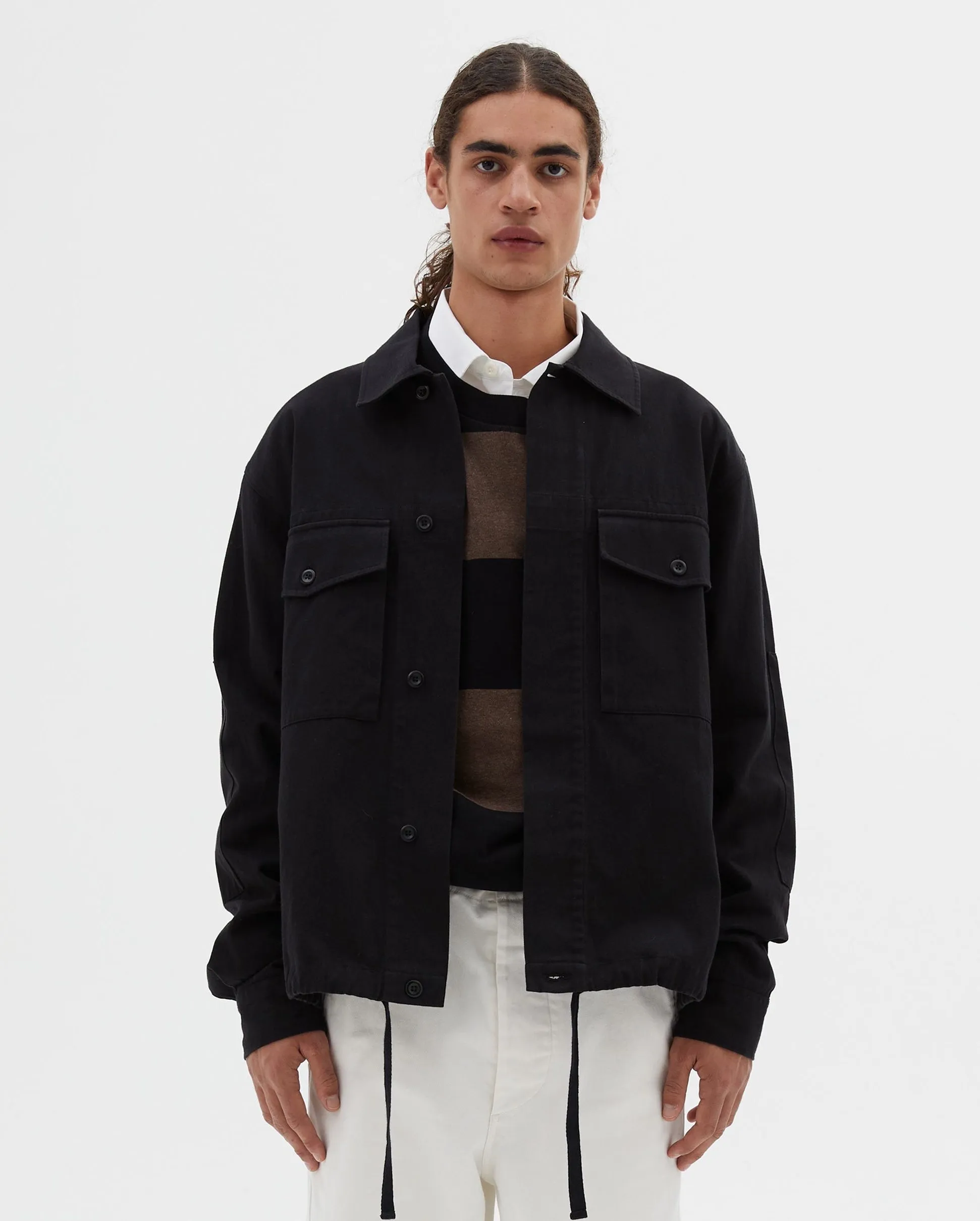 DRAWCORD COTTON JACKET / BLACK