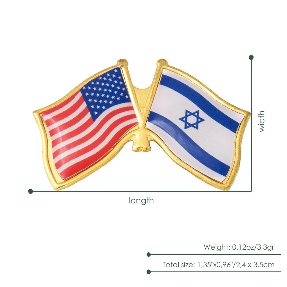 Enamel Flag Badge Lapel Pin Israel USA Friendship  United States Star of David