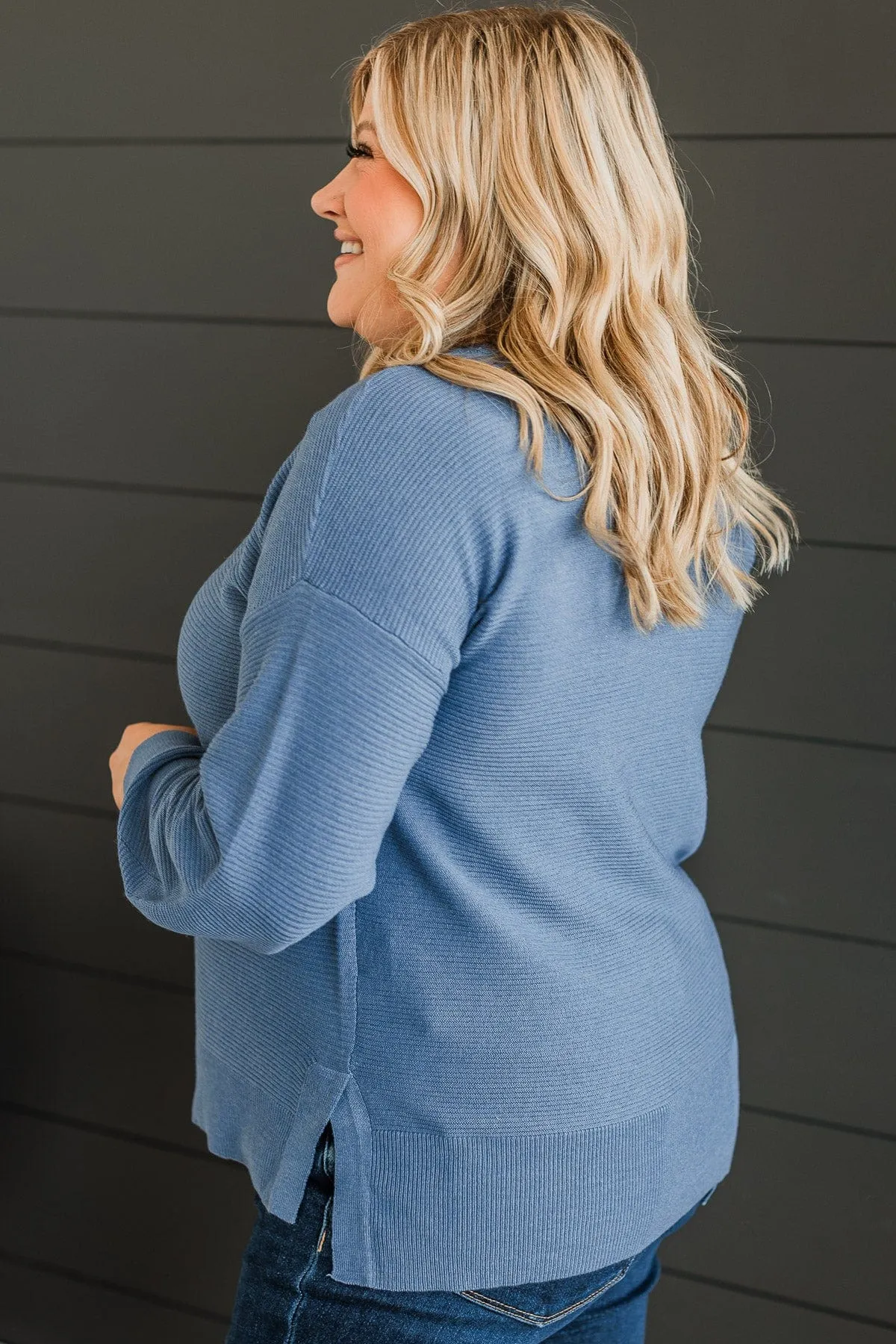 Everyday Dreams Ribbed Sweater- Blue