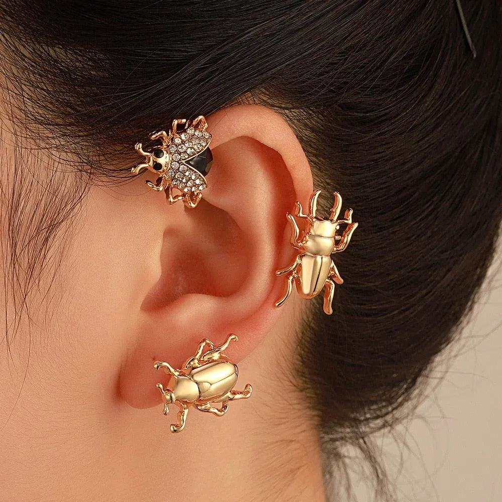 Exaggerated Insect Clip Earrings