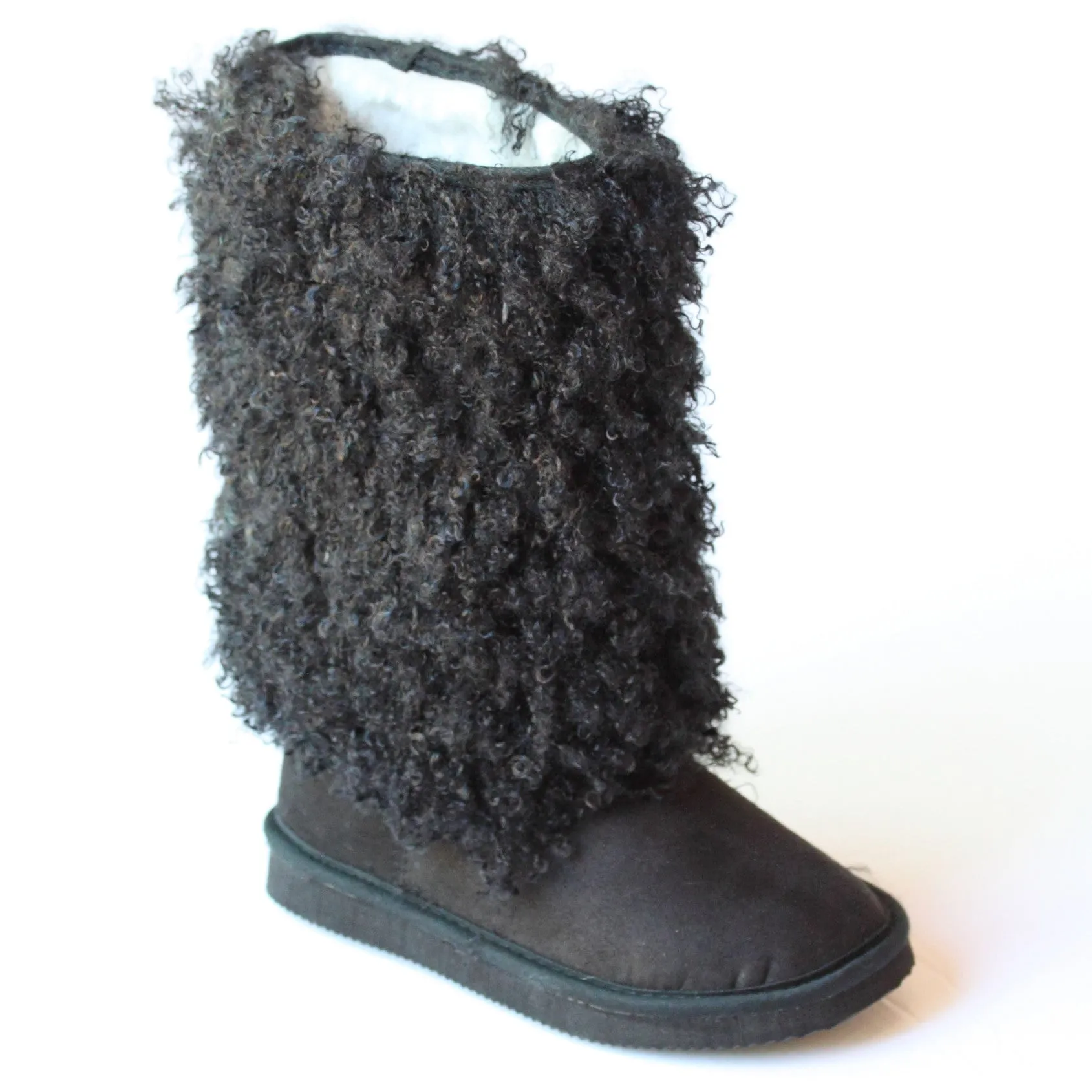 FINAL SALE - L'Amour Girls D990 Black Faux Shearling Boots