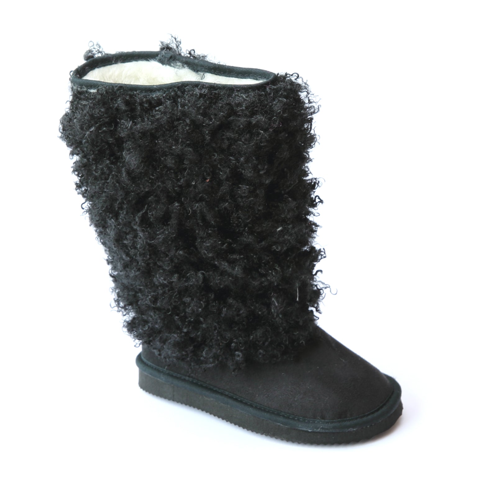 FINAL SALE - L'Amour Girls D990 Black Faux Shearling Boots