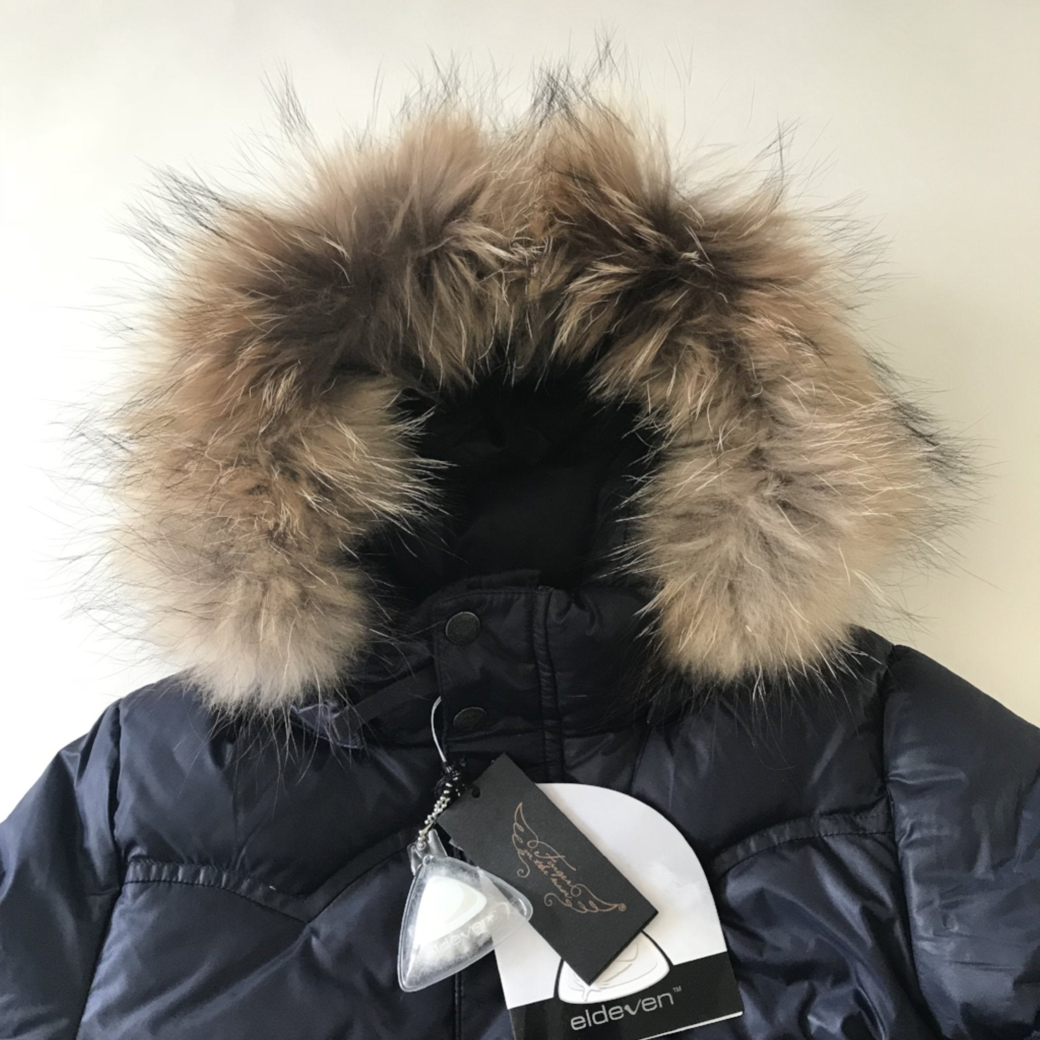 Finger In The Nose Navy Down Parka With Fur Trimmed Hood: 10-11 Years (Brand New)