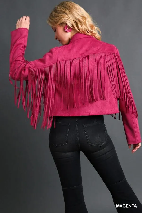 Fringed Faux Suede Jacket