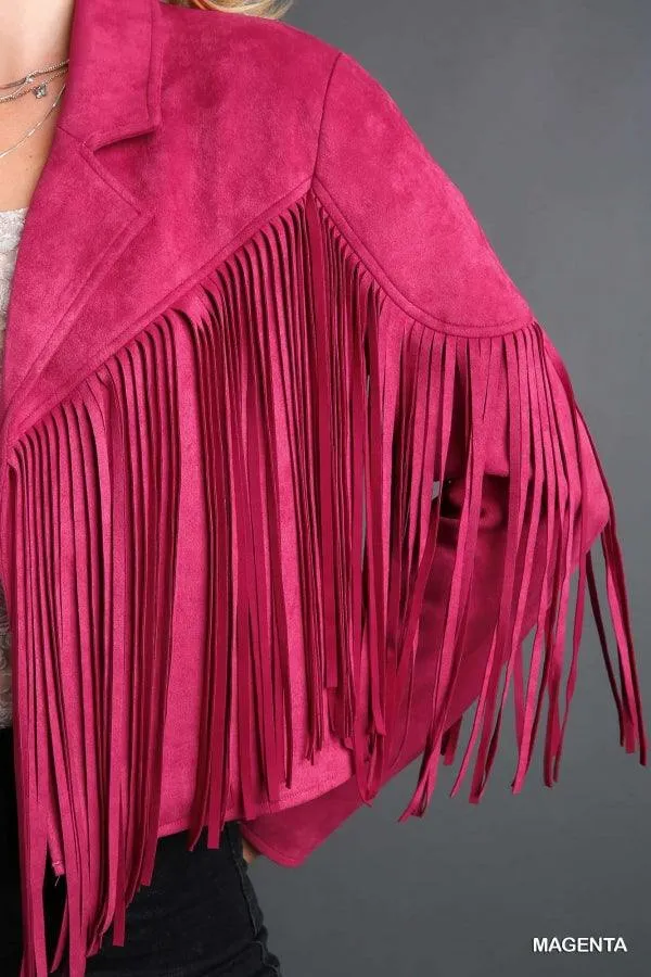 Fringed Faux Suede Jacket