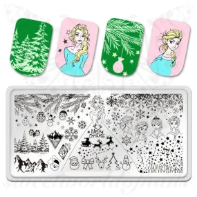 Frozen Christmas Nail Art Stamping Plate