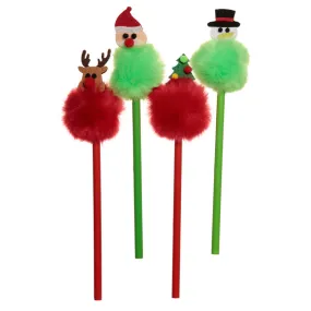 Fun Christmas Pom Pom Pencil with Topper XSTA245