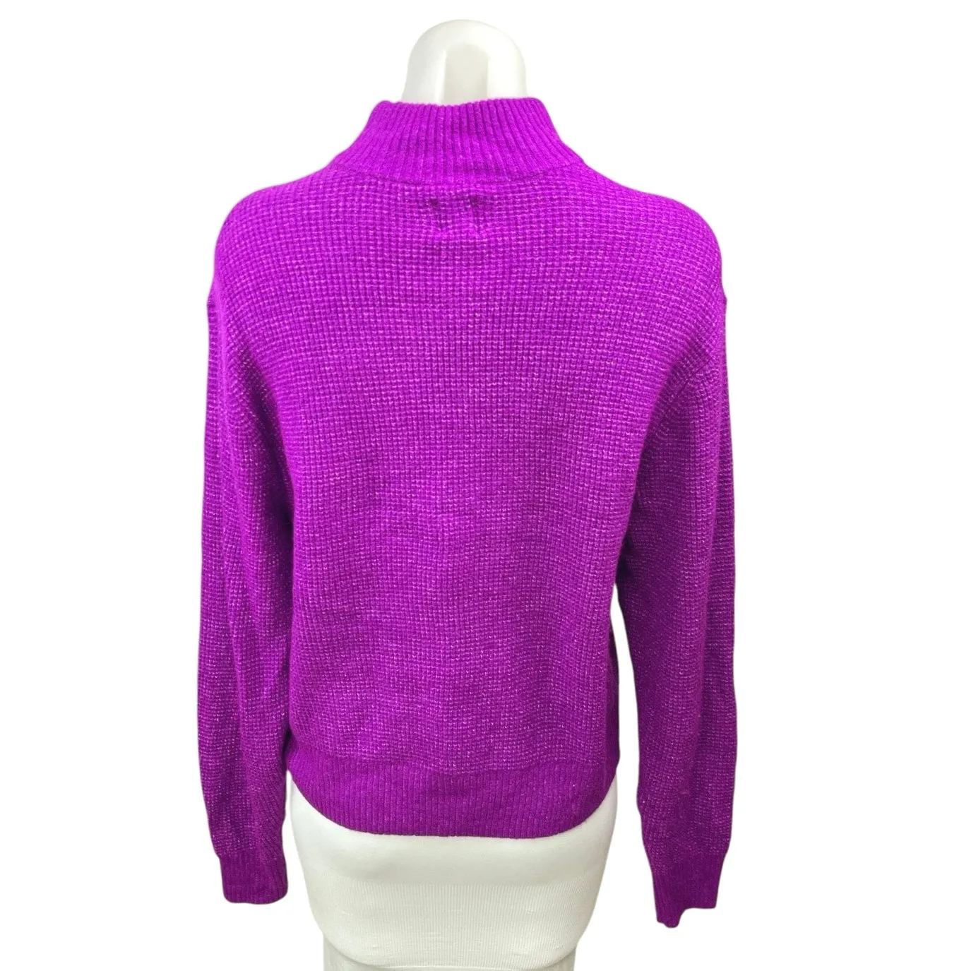 Gap Women's Purple Wool Mock Neck Waffle Knit Long Sleeve Pullover Sweater Top S