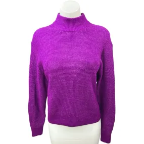 Gap Women's Purple Wool Mock Neck Waffle Knit Long Sleeve Pullover Sweater Top S