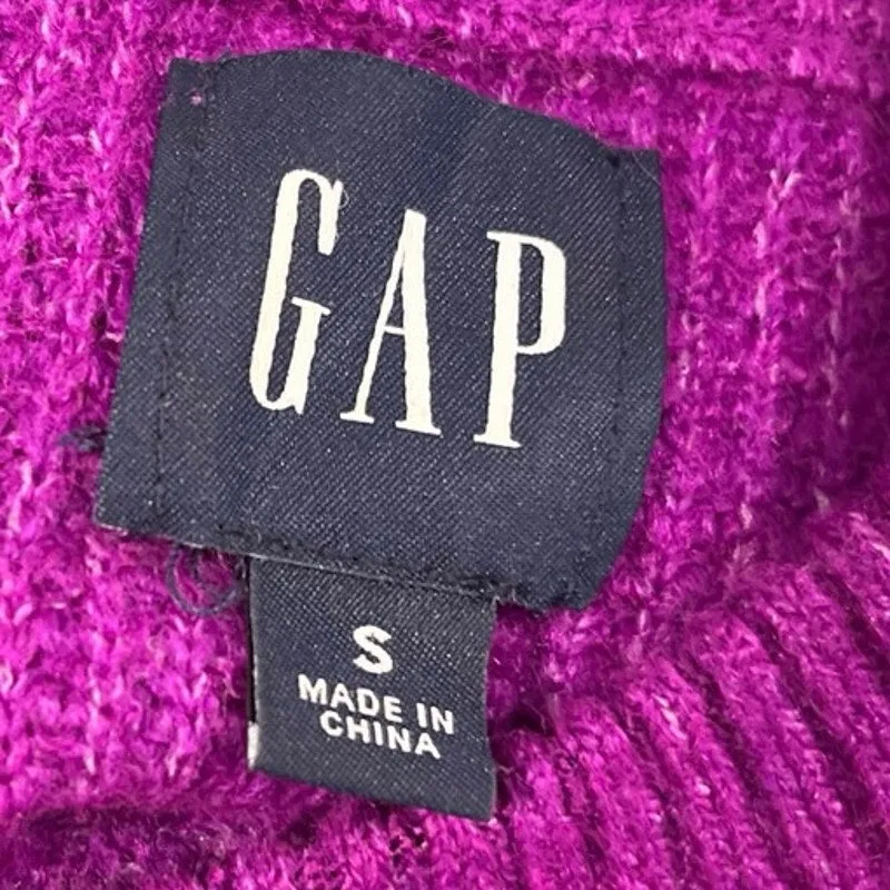 Gap Women's Purple Wool Mock Neck Waffle Knit Long Sleeve Pullover Sweater Top S