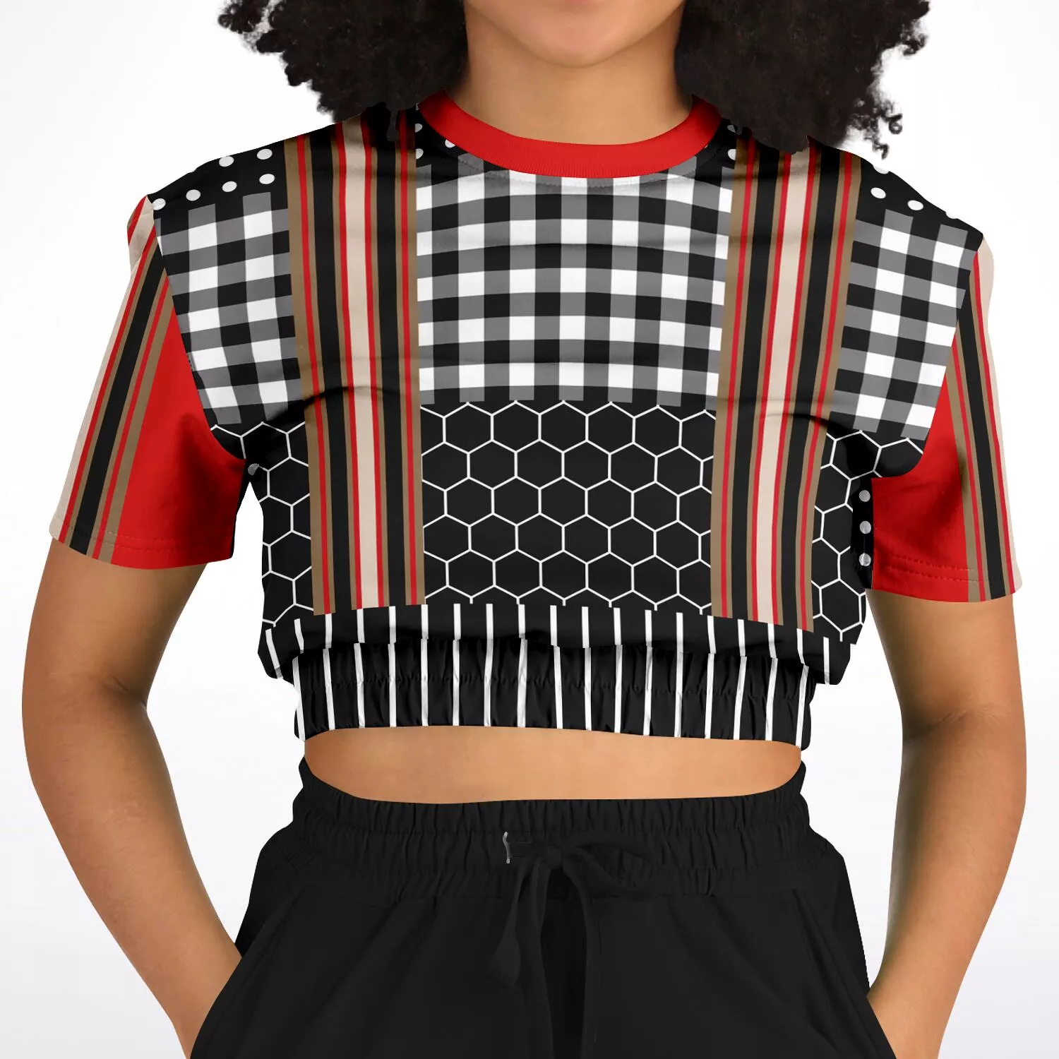 Gold Line Red DLX Short Sleeve Cropped Eco-Poly Sweater