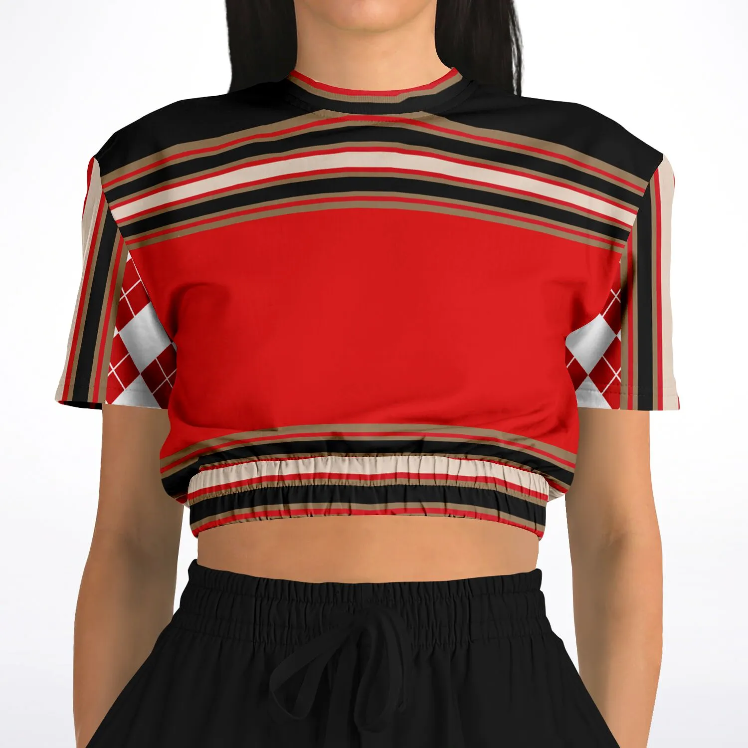 Gold Line Trio Short Sleeve Cropped Eco-Poly Sweater