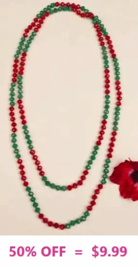 Green & Red Crystal 60 Layering Necklace