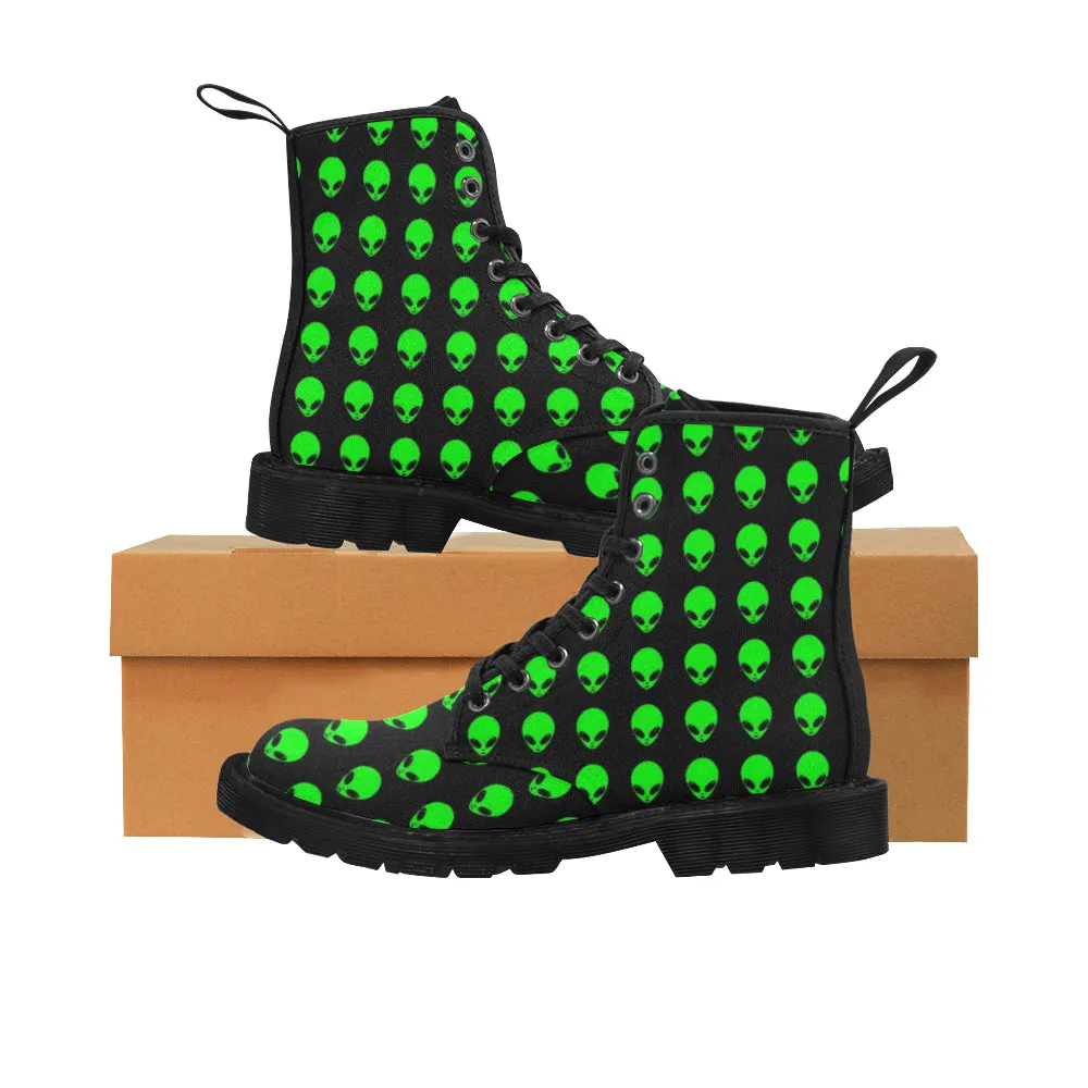 Green Alien Women's Black Martin Boots