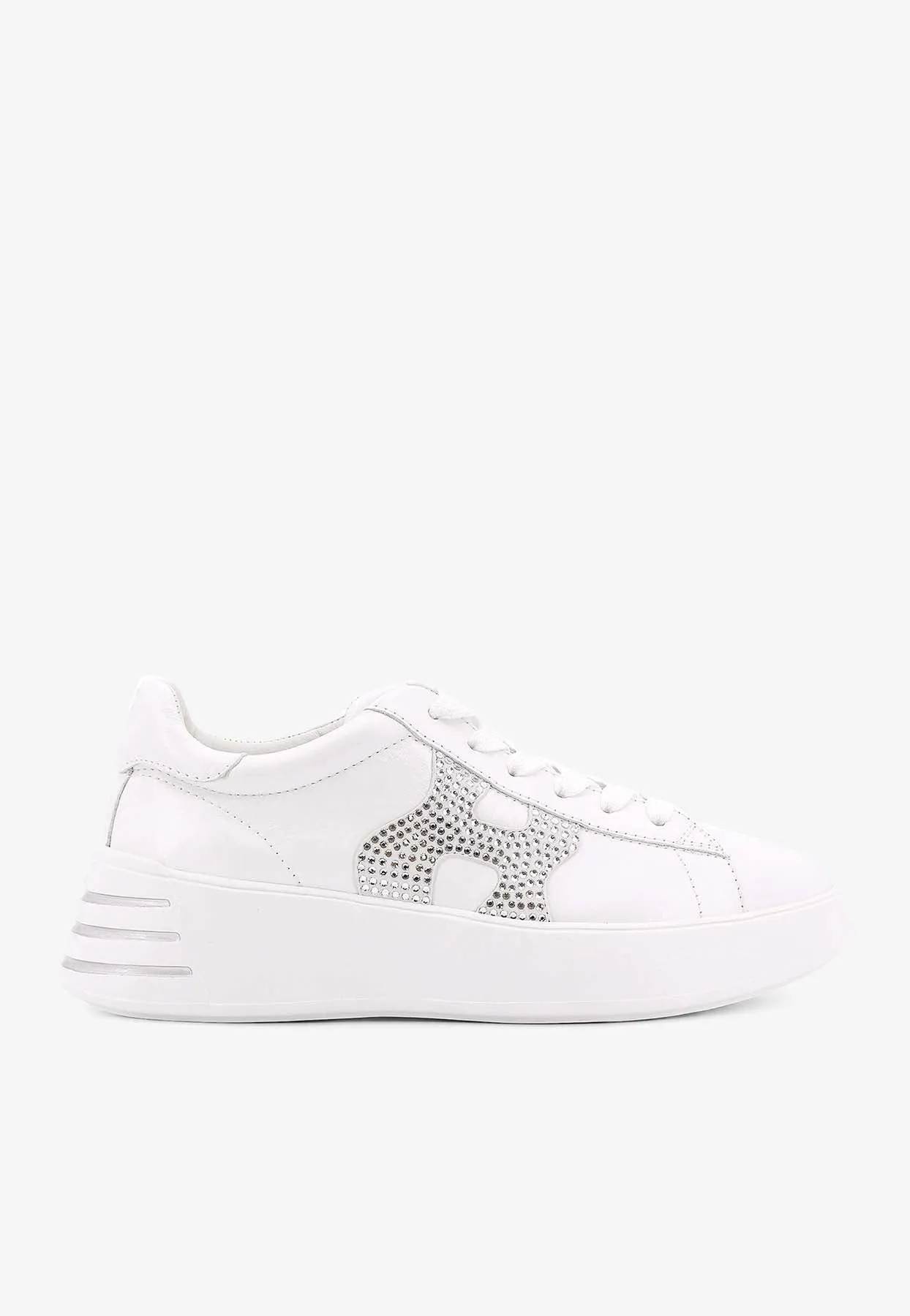 H-Stripes Rhinestone Logo Leather Sneakers