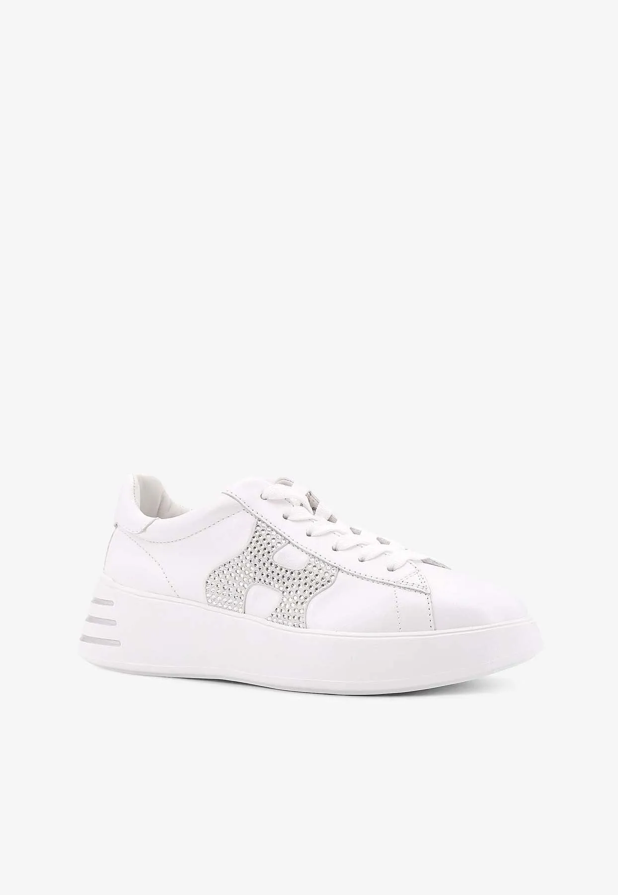 H-Stripes Rhinestone Logo Leather Sneakers