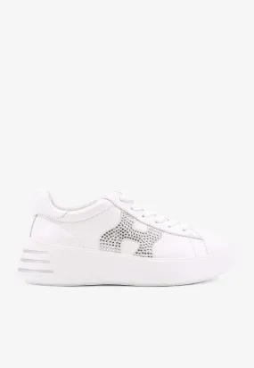 H-Stripes Rhinestone Logo Leather Sneakers