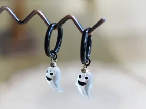 Halloween Ghost Black Hoop Earrings