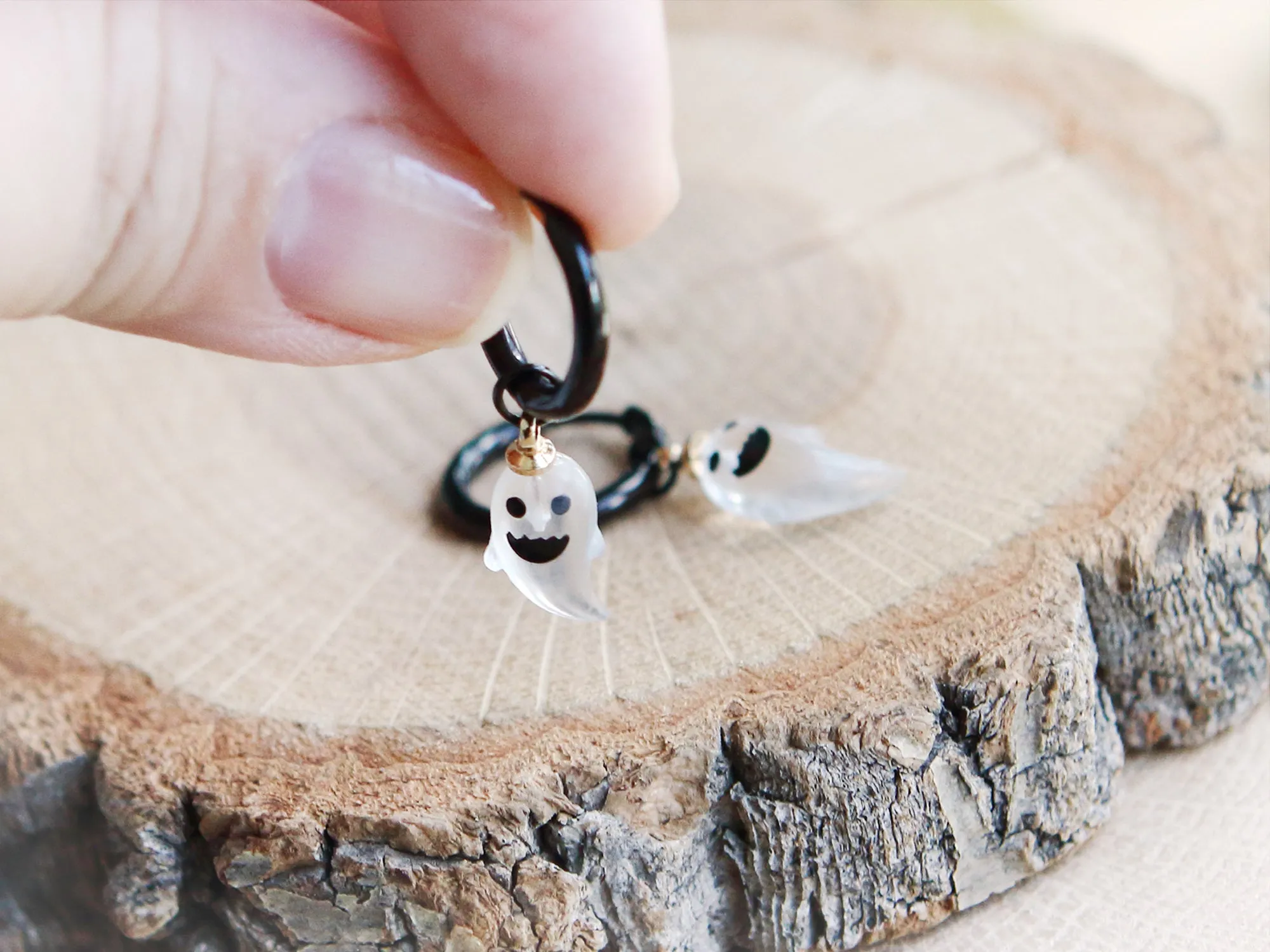 Halloween Ghost Black Hoop Earrings