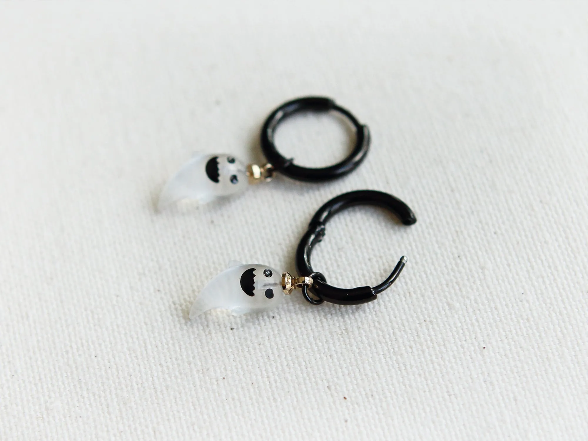 Halloween Ghost Black Hoop Earrings