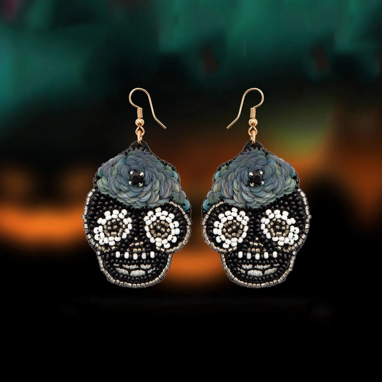 Halloween Ghost Skull Head Drop Earrings