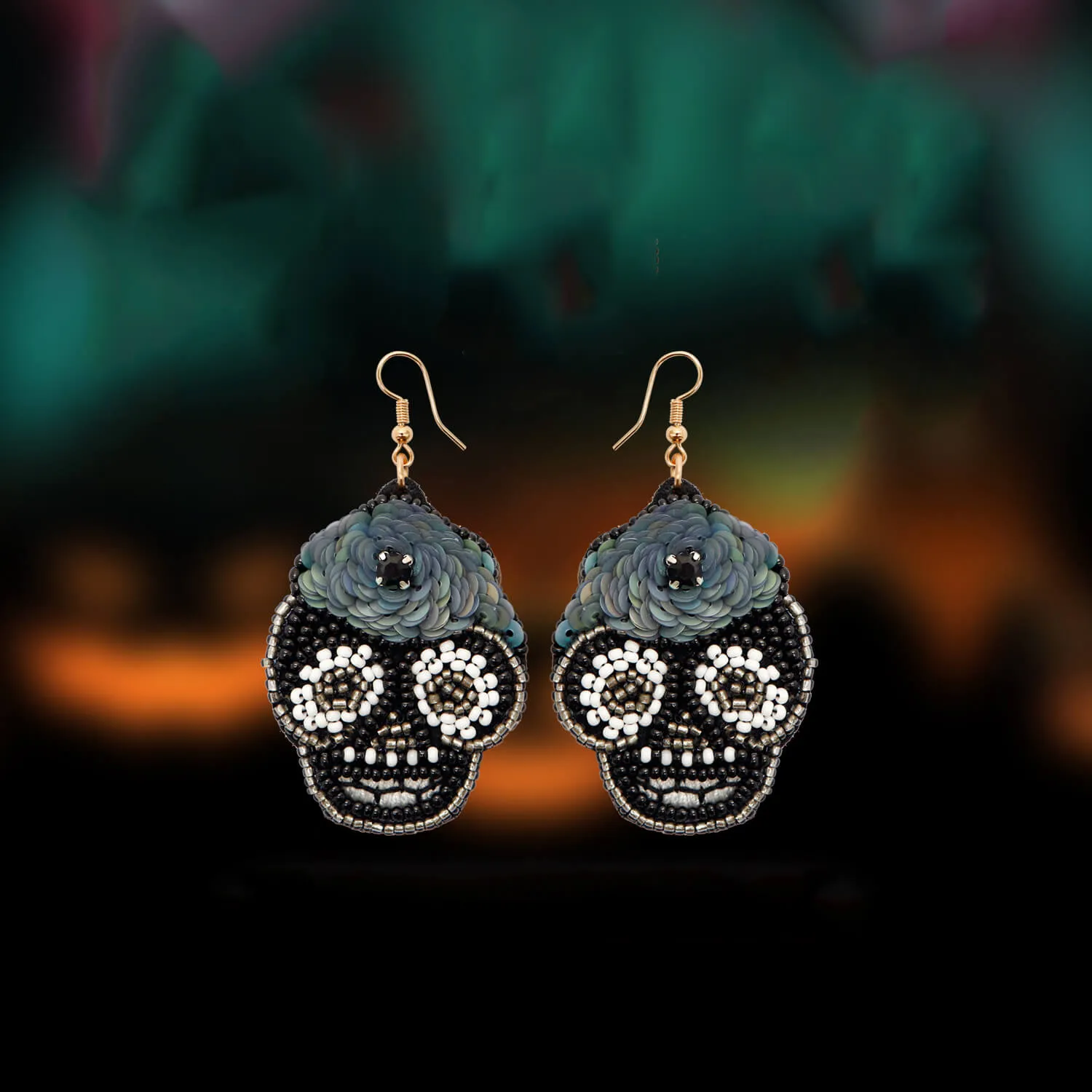 Halloween Ghost Skull Head Drop Earrings