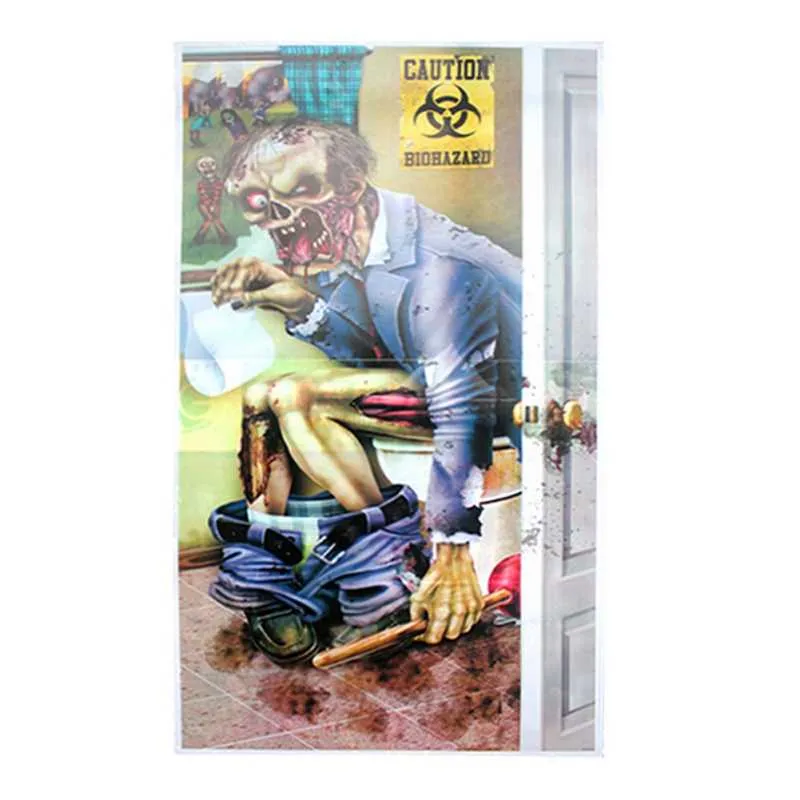 Halloween Horror Zombie Glass Door Stickers Party Decoration Poster