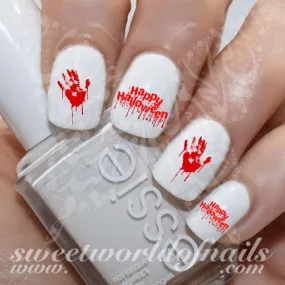 Halloween Nails Happy Halloween Bloody Hands Water Decals