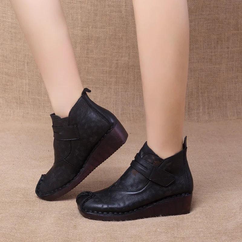 Handmade Leather Wedge Boots - Women's Casual Shoes AH9912-9