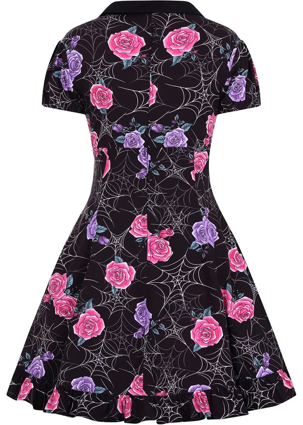 Hell Bunny Eloise Spiderweb 60's Short Dress Black