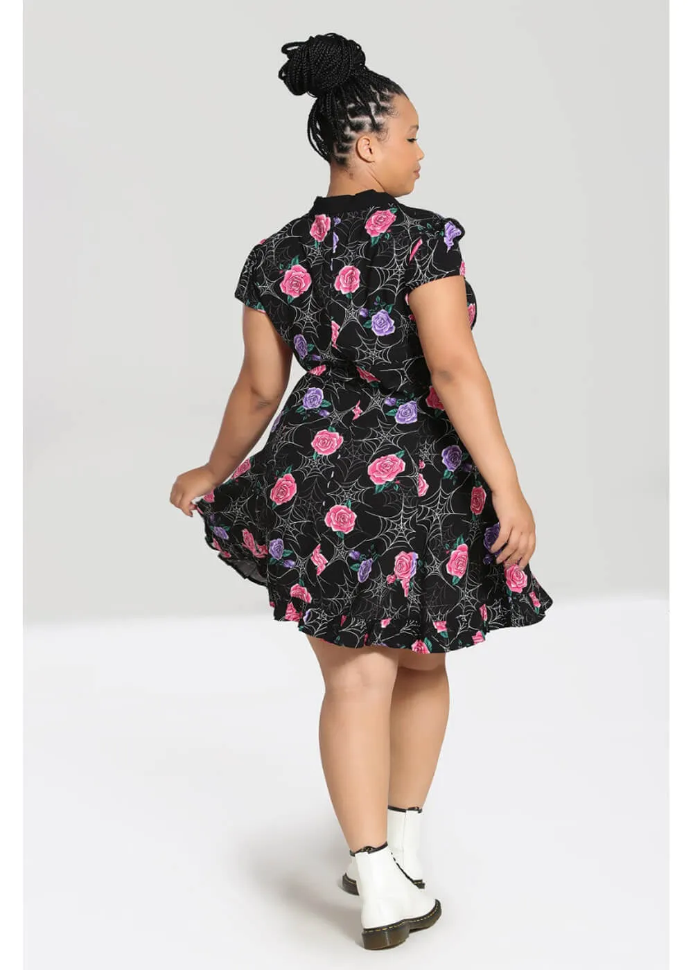 Hell Bunny Eloise Spiderweb 60's Short Dress Black