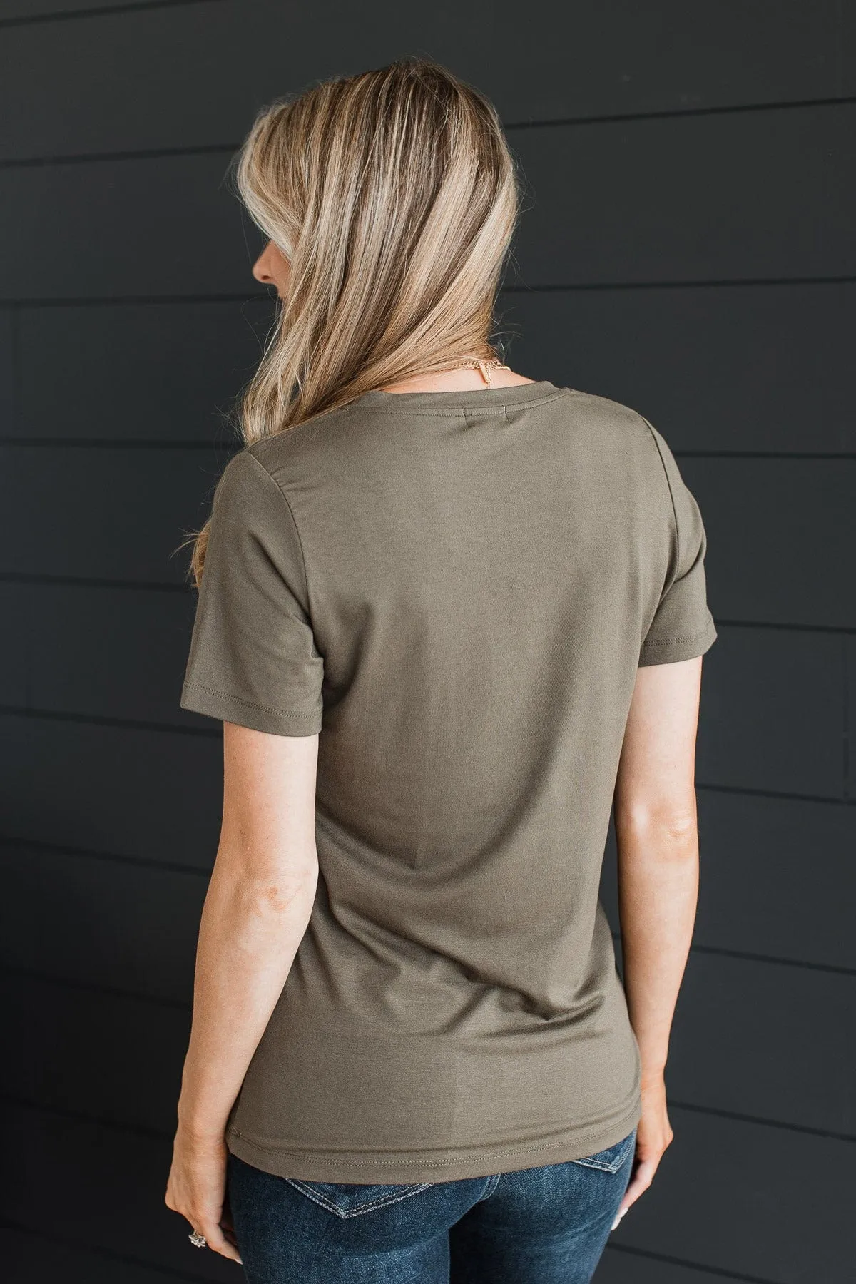 Hello Lovely V-Neck Top- Olive