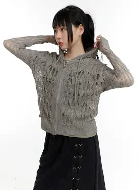 Hollow Out Knit Hoodie Jacket CA401