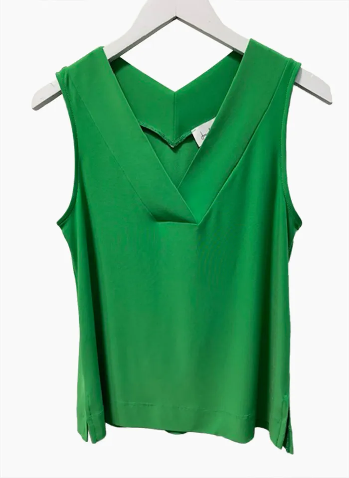 Joseph Ribkoff Green V Neck Top